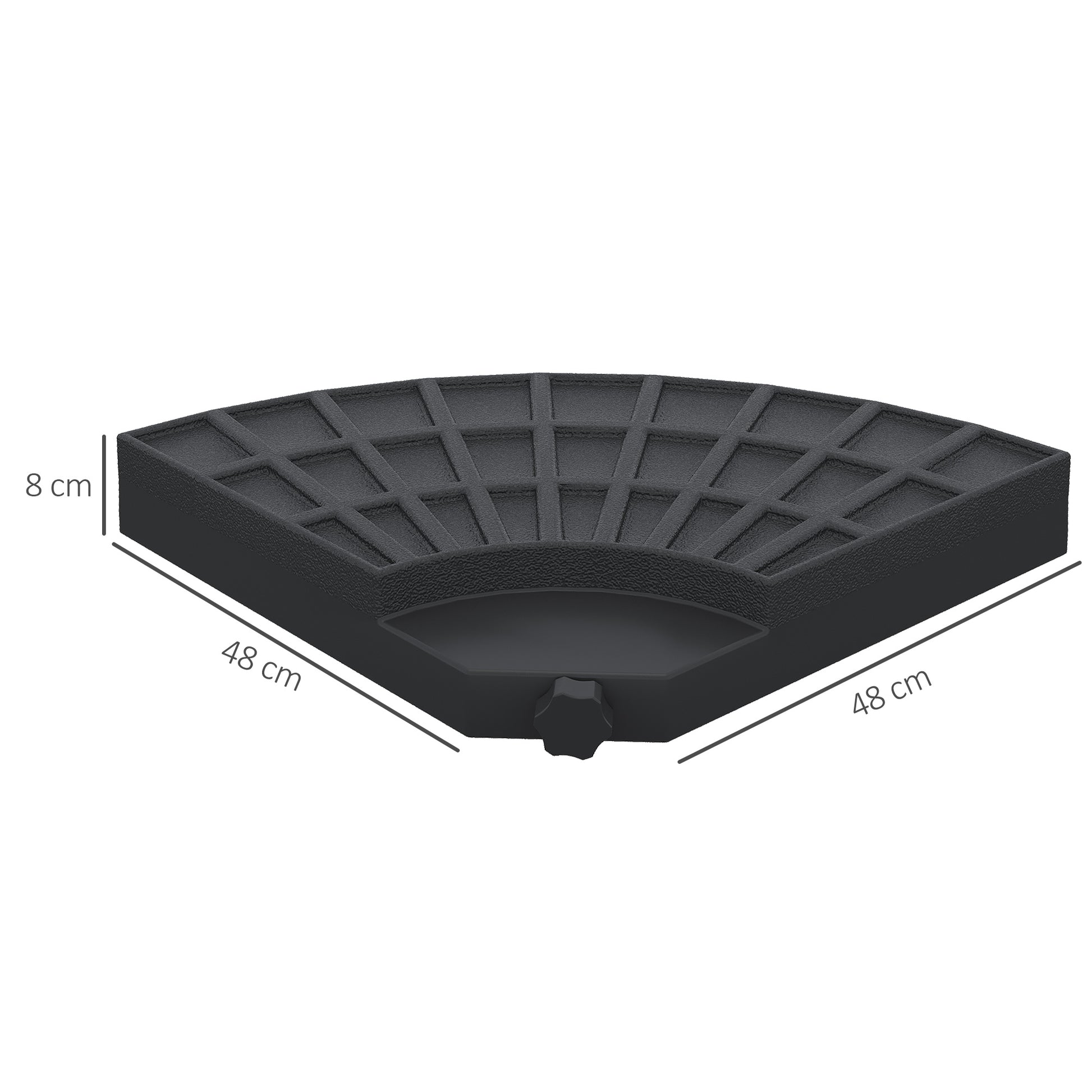Umbrella Weight 4-Piece Parasol Base for Umbrella Fillable with 52 kg of Water or 68 kg of Sand HDPE Black