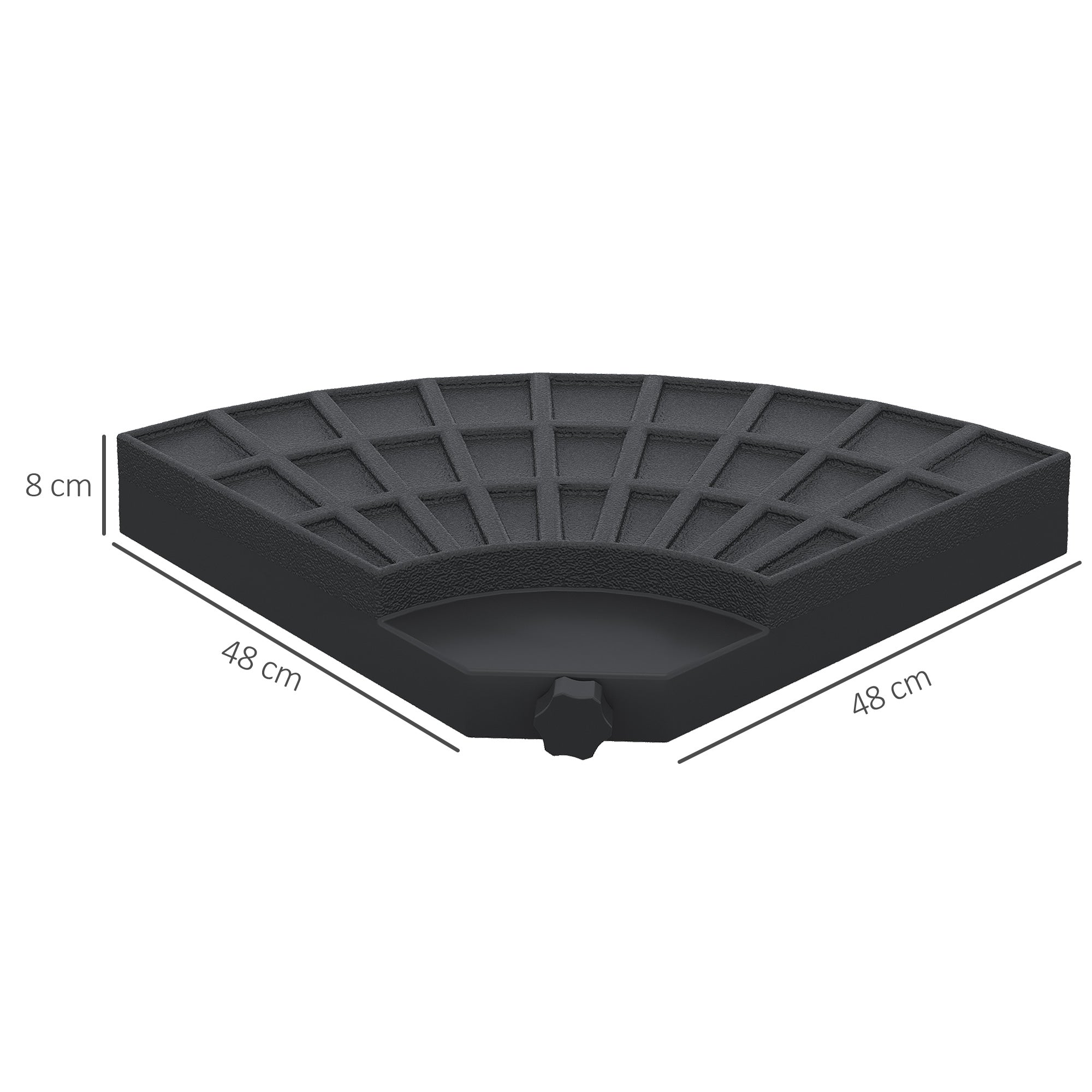 Umbrella Weight 4-Piece Parasol Base for Umbrella Fillable with 52 kg of Water or 68 kg of Sand HDPE Black