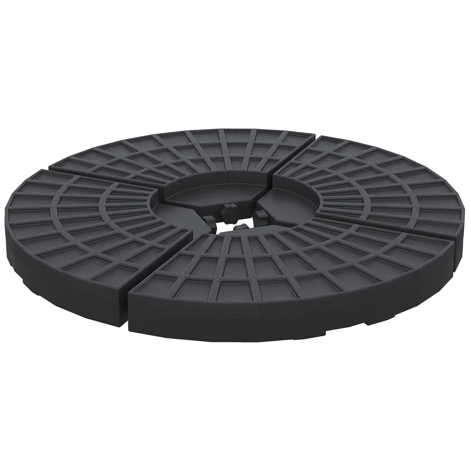 Umbrella Weight 4-Piece Parasol Base for Umbrella Fillable with 52 kg of Water or 68 kg of Sand HDPE Black