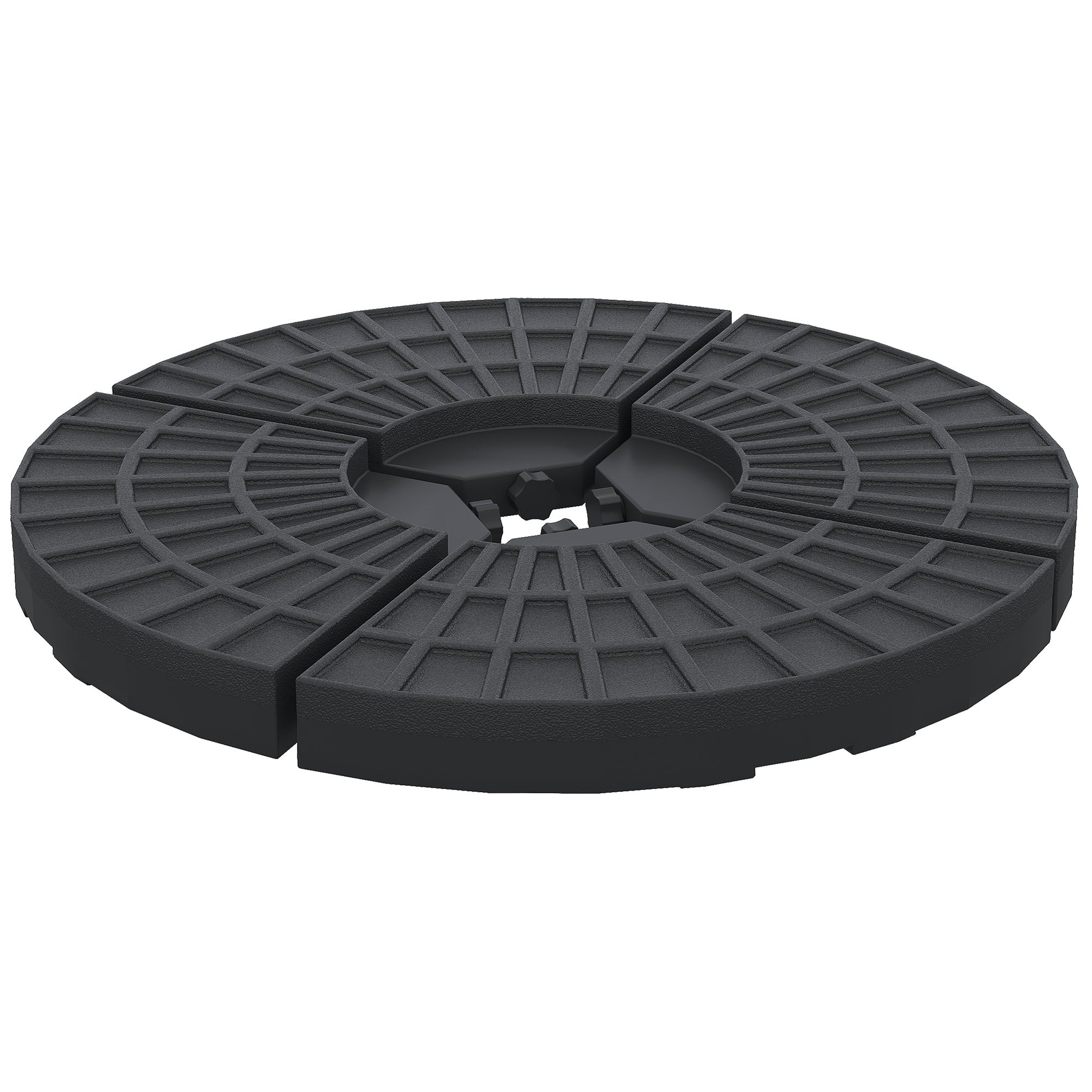 Umbrella Weight 4-Piece Parasol Base for Umbrella Fillable with 52 kg of Water or 68 kg of Sand HDPE Black