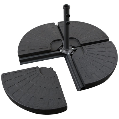 Umbrella Weight 4-Piece Parasol Base for Umbrella Fillable with 52 kg of Water or 68 kg of Sand HDPE Black