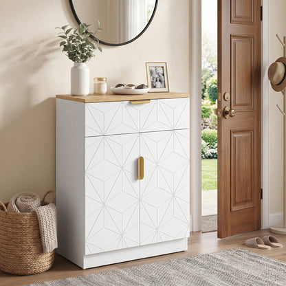 Sideboard — Accent Cabinet with Drawer & Adjustable Shelves, Modern Storage for Living Room, Kitchen, Dining Room, Hallway, White