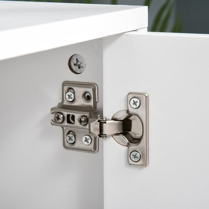 Modern TV Stand TV Table for 65-Inch TVs Living Room TV Stand with 2 Doors 2 Open Shelves and Wooden Legs 150x39x50 cm White