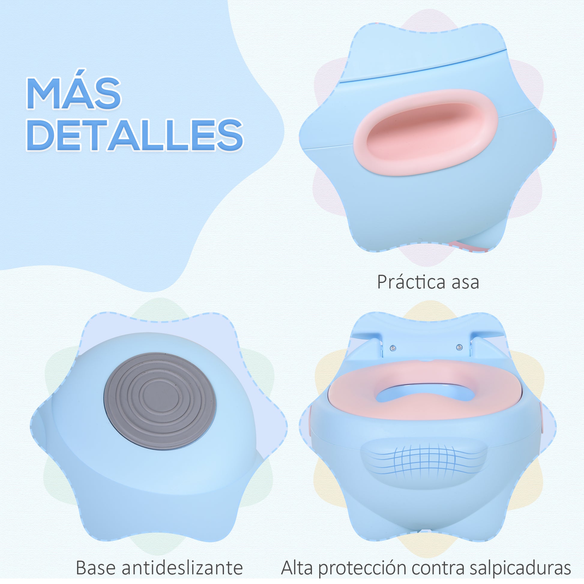 Hippo-Shaped Baby Potty 2 in 1 with Removable Pot and Toilet Brush for Learning Training Load 25 kg 40x30x23 cm Blue