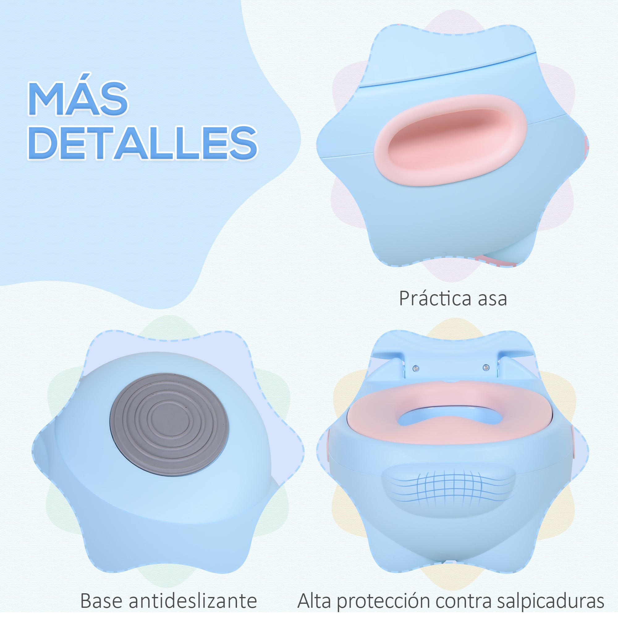 Hippo-Shaped Baby Potty 2 in 1 with Removable Pot and Toilet Brush for Learning Training Load 25 kg 40x30x23 cm Blue