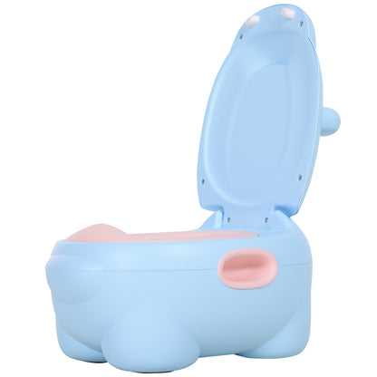 Hippo-Shaped Baby Potty 2 in 1 with Removable Pot and Toilet Brush for Learning Training Load 25 kg 40x30x23 cm Blue