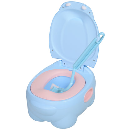 Hippo-Shaped Baby Potty 2 in 1 with Removable Pot and Toilet Brush for Learning Training Load 25 kg 40x30x23 cm Blue