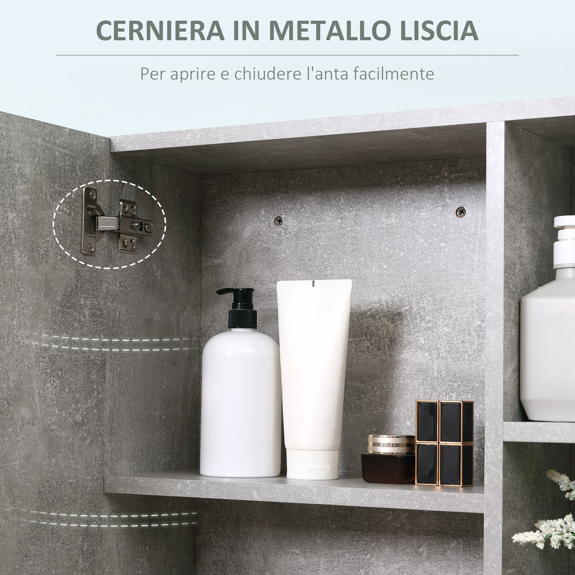 Wall-Mounted Bathroom Mirror Cabinet, Modern Wooden Wall Cabinet with Mirror Door and Shelves, 80x19.8x64cm, Gray