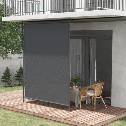 Vertical Awning, Vertical Awning with Hand Crank, Waterproof Privacy Screen, Retractable Sun Protection UV Resistant, Adjustable Side Awning, 200 x 215-305 cm for Balcony, Terrace, Gray