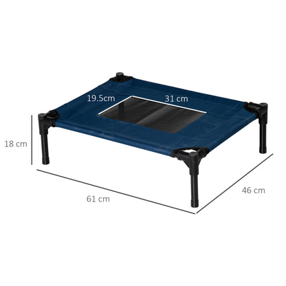 Portable Elevated Bed for Dogs Cats with Breathable Mesh Area and Oxford Fabric for Indoor Outdoor 61x46x18 cm Blue