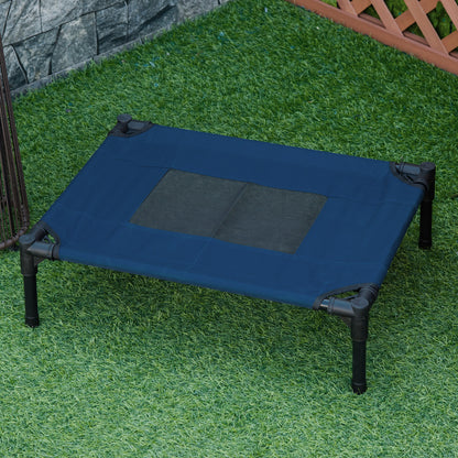 Portable Elevated Bed for Dogs Cats with Breathable Mesh Area and Oxford Fabric for Indoor Outdoor 61x46x18 cm Blue