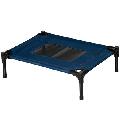 Portable Elevated Bed for Dogs Cats with Breathable Mesh Area and Oxford Fabric for Indoor Outdoor 61x46x18 cm Blue
