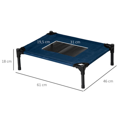 Portable Elevated Bed for Dogs Cats with Breathable Mesh Area and Oxford Fabric for Indoor Outdoor 61x46x18 cm Blue