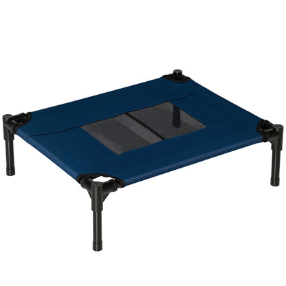 Portable Elevated Bed for Dogs Cats with Breathable Mesh Area and Oxford Fabric for Indoor Outdoor 61x46x18 cm Blue
