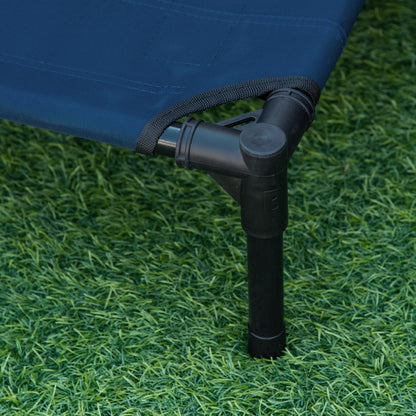 Portable Elevated Bed for Dogs Cats with Breathable Mesh Area and Oxford Fabric for Indoor Outdoor 61x46x18 cm Blue