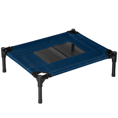 Portable Elevated Bed for Dogs Cats with Breathable Mesh Area and Oxford Fabric for Indoor Outdoor 61x46x18 cm Blue