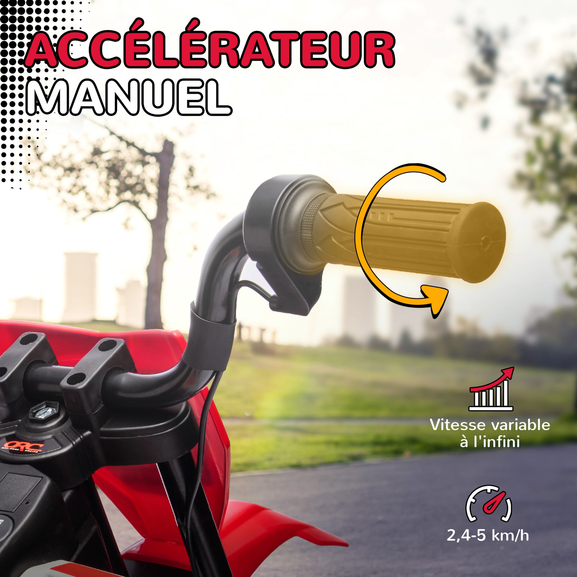 Kids Electric Motorcycle, Motocross for Children 3-6 Years Old, 12V, 2 Powerful Motors, Max Speed 5 km/h, Training Wheels, Suspension System, with Music, Red