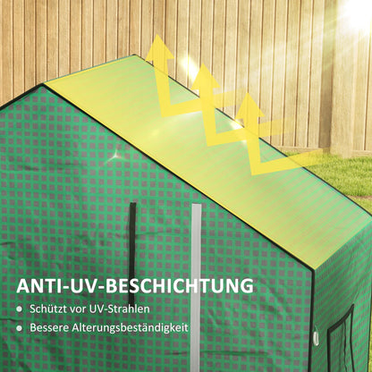 Greenhouse Film 1.4 x 1.9 m, Waterproof Garden Film with UV Protection Window, Tear-Resistant Polyethylene Film, Cover for Greenhouse, Tunnel Film for Outdoor Area, Plants, Green