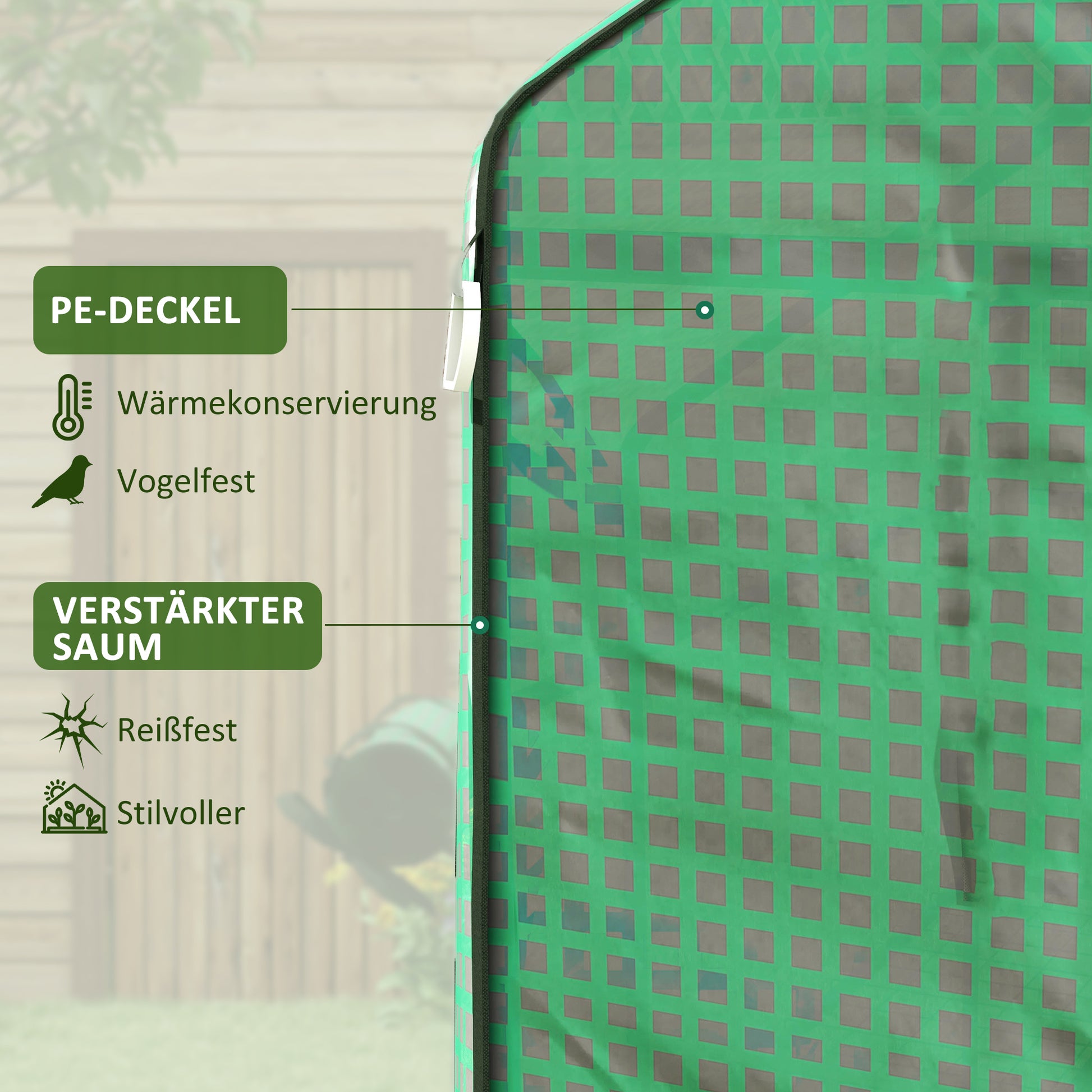 Greenhouse Film 1.4 x 1.9 m, Waterproof Garden Film with UV Protection Window, Tear-Resistant Polyethylene Film, Cover for Greenhouse, Tunnel Film for Outdoor Area, Plants, Green