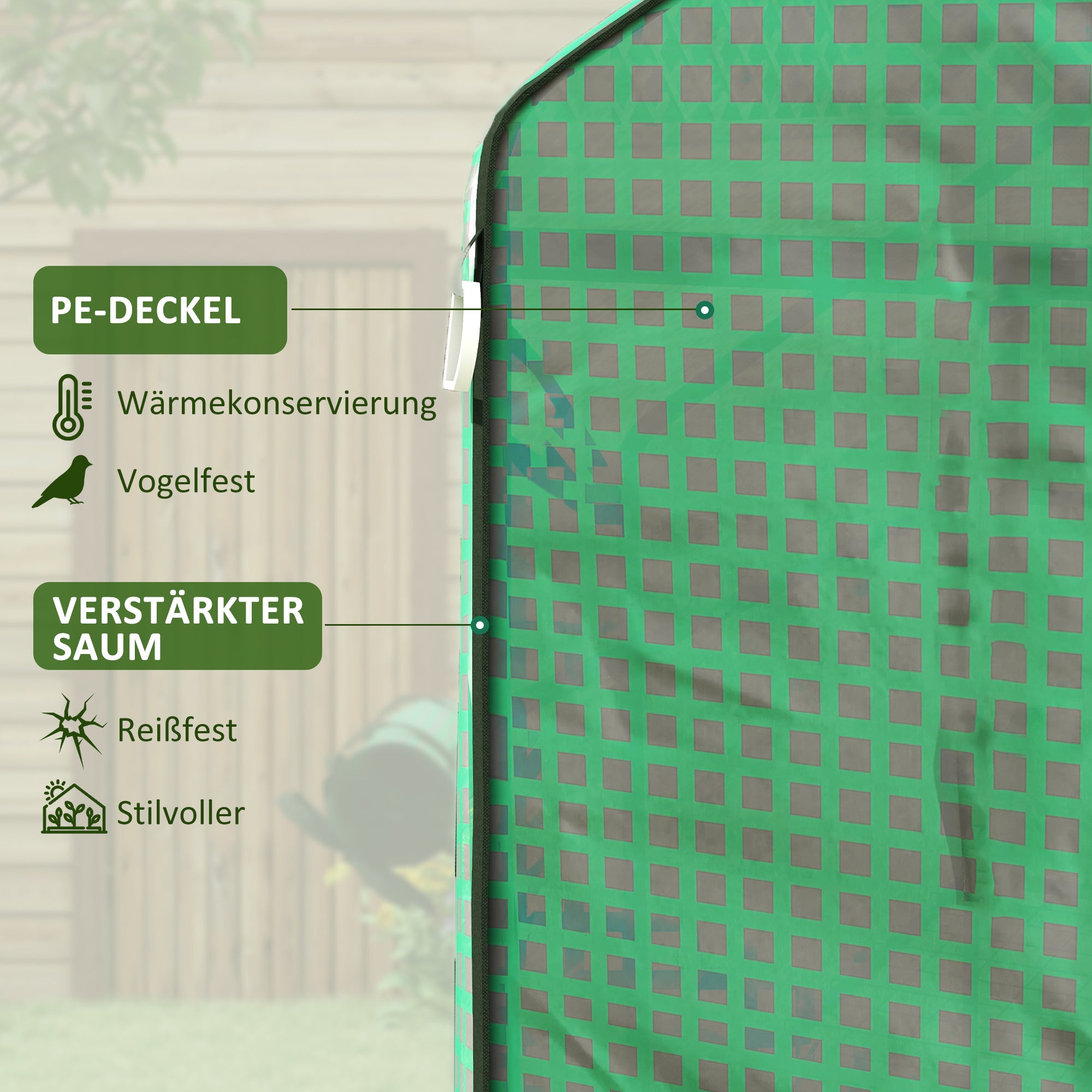 Greenhouse Film 1.4 x 1.9 m, Waterproof Garden Film with UV Protection Window, Tear-Resistant Polyethylene Film, Cover for Greenhouse, Tunnel Film for Outdoor Area, Plants, Green
