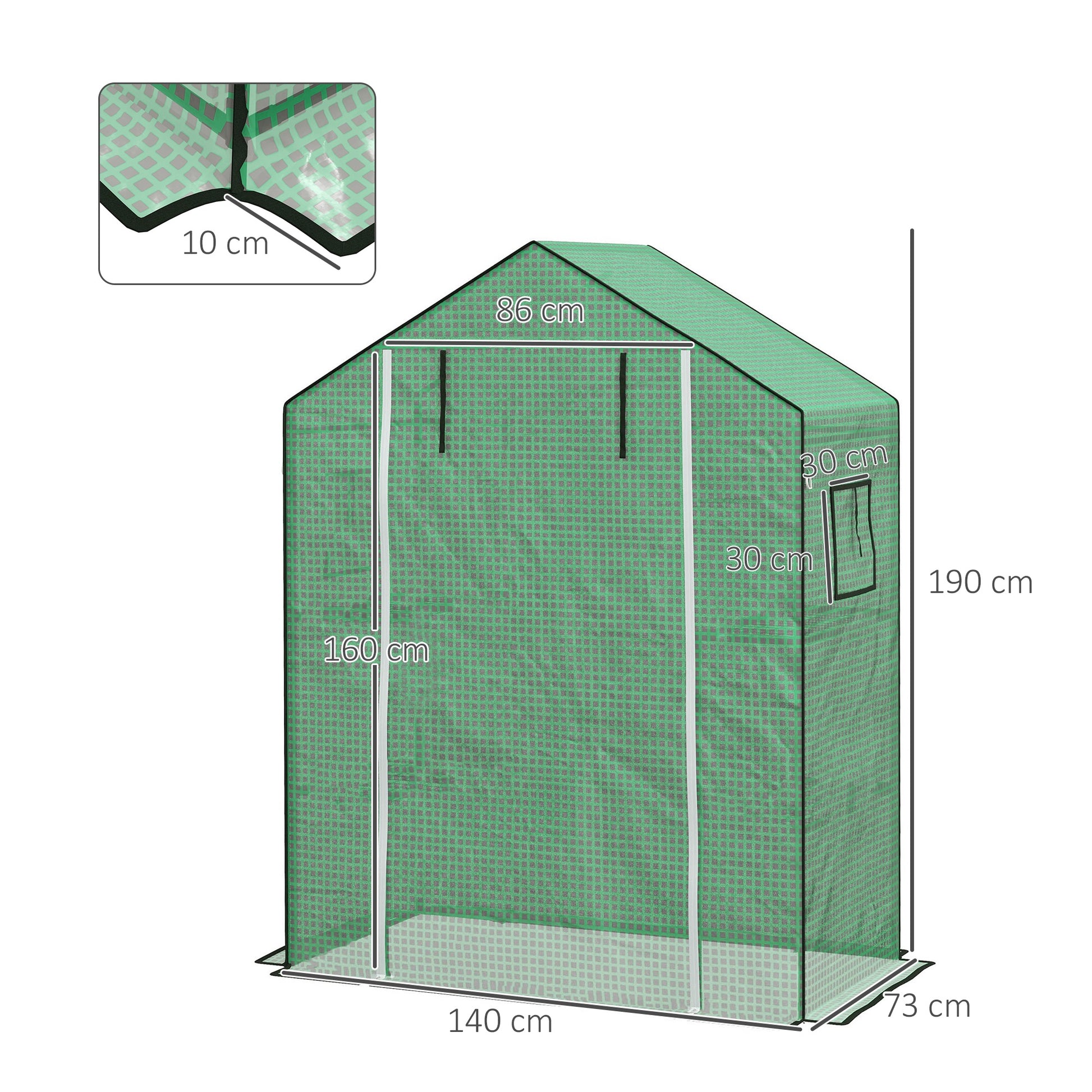 Greenhouse Film 1.4 x 1.9 m, Waterproof Garden Film with UV Protection Window, Tear-Resistant Polyethylene Film, Cover for Greenhouse, Tunnel Film for Outdoor Area, Plants, Green