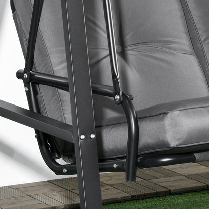 Hollywood 2-Seater Garden Swing with Adjustable Sunshade, Swing Bench Holds up to 220kg, Garden Lounger for Garden, Patio, 145 x 116 x 172 cm, Dark Gray