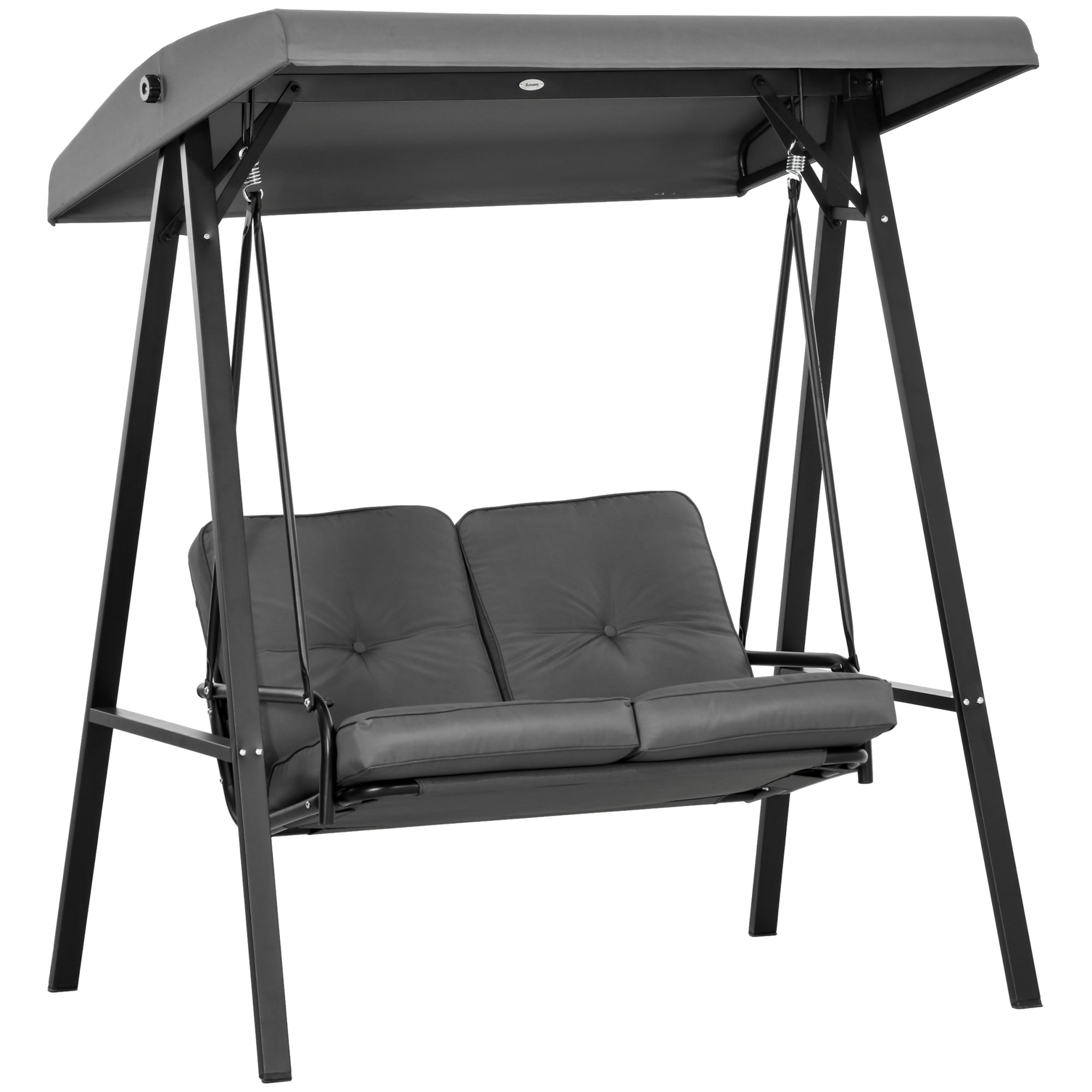 Hollywood 2-Seater Garden Swing with Adjustable Sunshade, Swing Bench Holds up to 220kg, Garden Lounger for Garden, Patio, 145 x 116 x 172 cm, Dark Gray