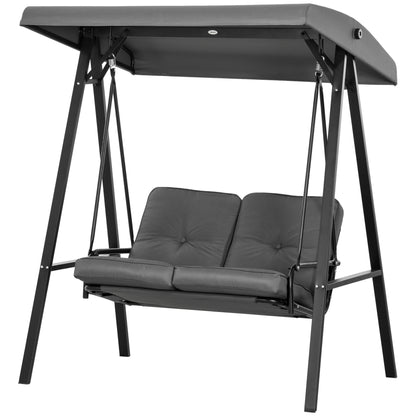 Hollywood 2-Seater Garden Swing with Adjustable Sunshade, Swing Bench Holds up to 220kg, Garden Lounger for Garden, Patio, 145 x 116 x 172 cm, Dark Gray