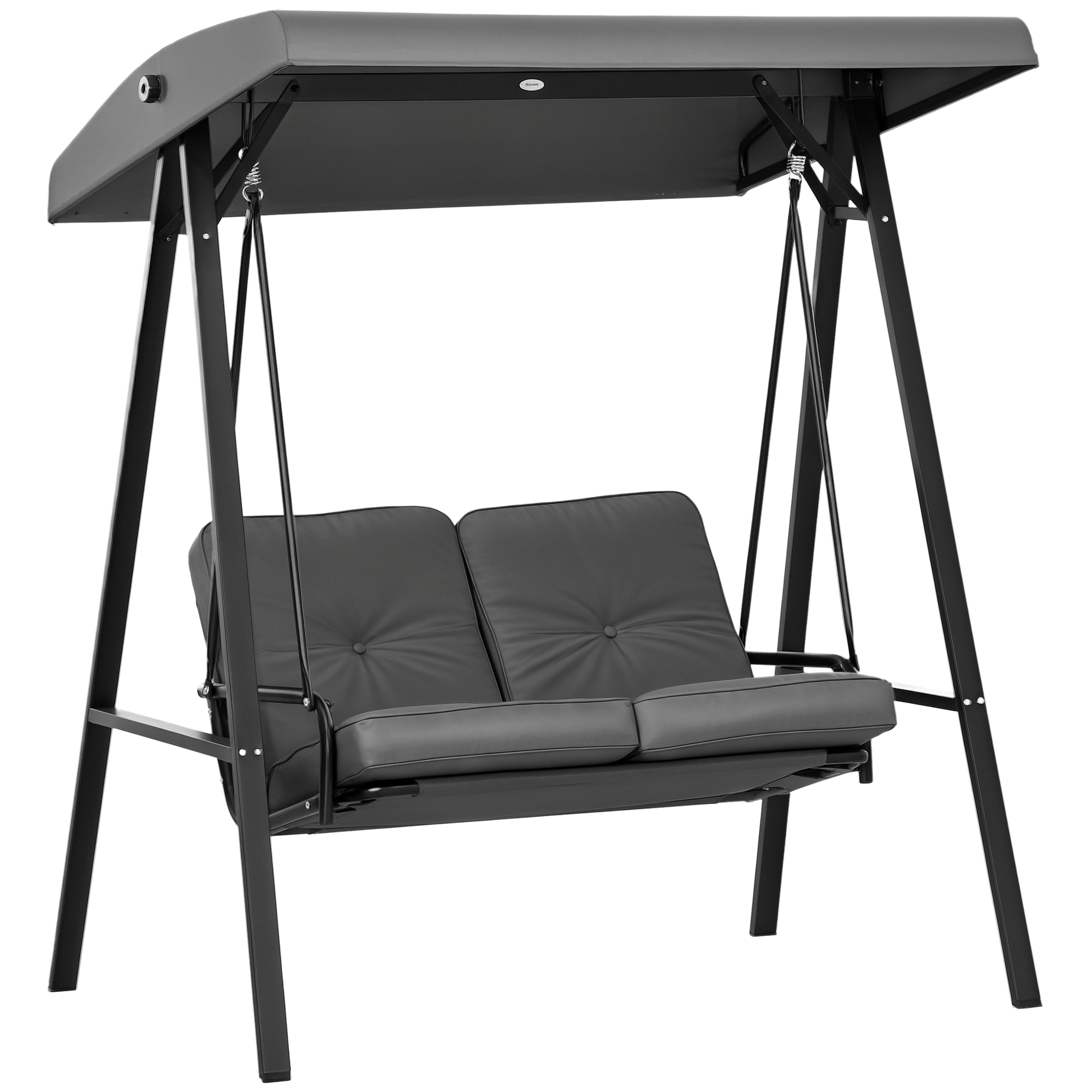 Hollywood 2-Seater Garden Swing with Adjustable Sunshade, Swing Bench Holds up to 220kg, Garden Lounger for Garden, Patio, 145 x 116 x 172 cm, Dark Gray