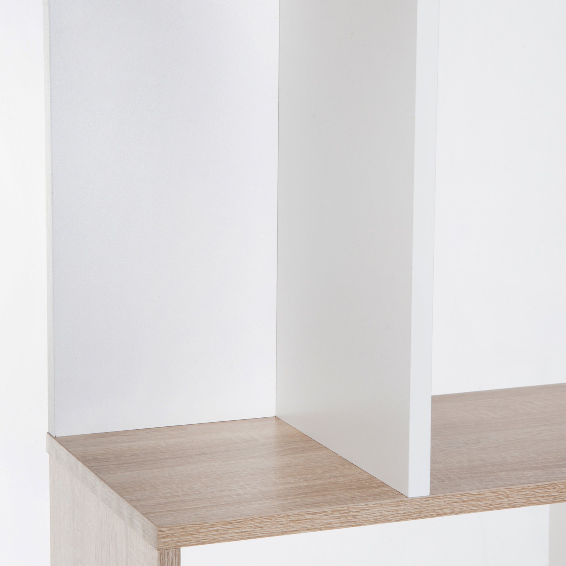 5-Tier Bookshelf Wooden Bookcase S-Shaped Modern Design for Living Room Office 60x24x184.5 cm White and Wood