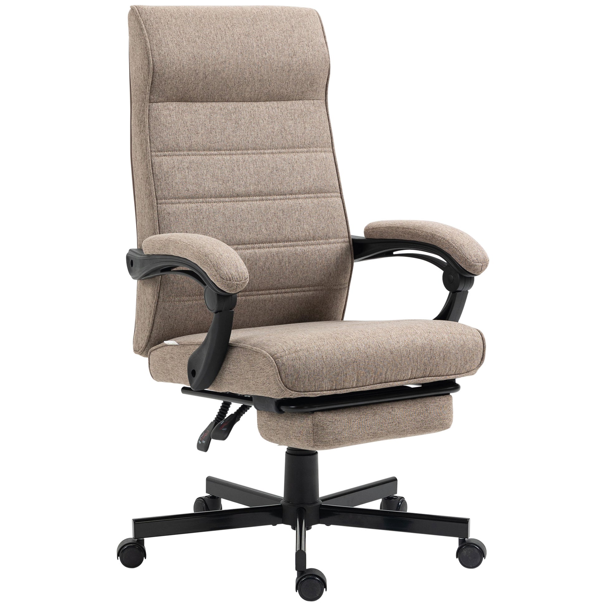 Reclining Office Chair Swivel Desk Chair with Adjustable Height Retractable Footrest and Armrest Office Chair Load 120 kg Brown