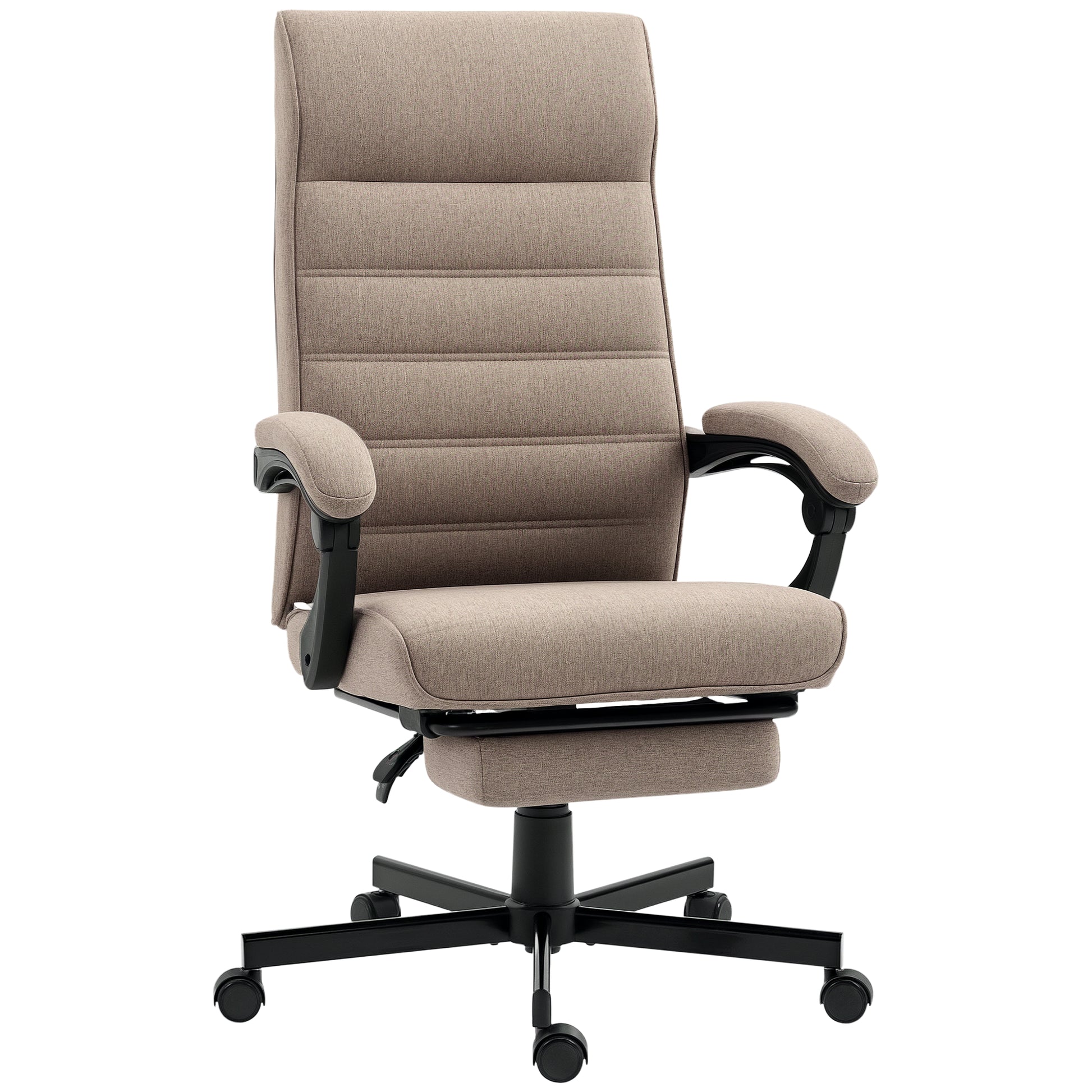 Reclining Office Chair Swivel Desk Chair with Adjustable Height Retractable Footrest and Armrest Office Chair Load 120 kg Brown