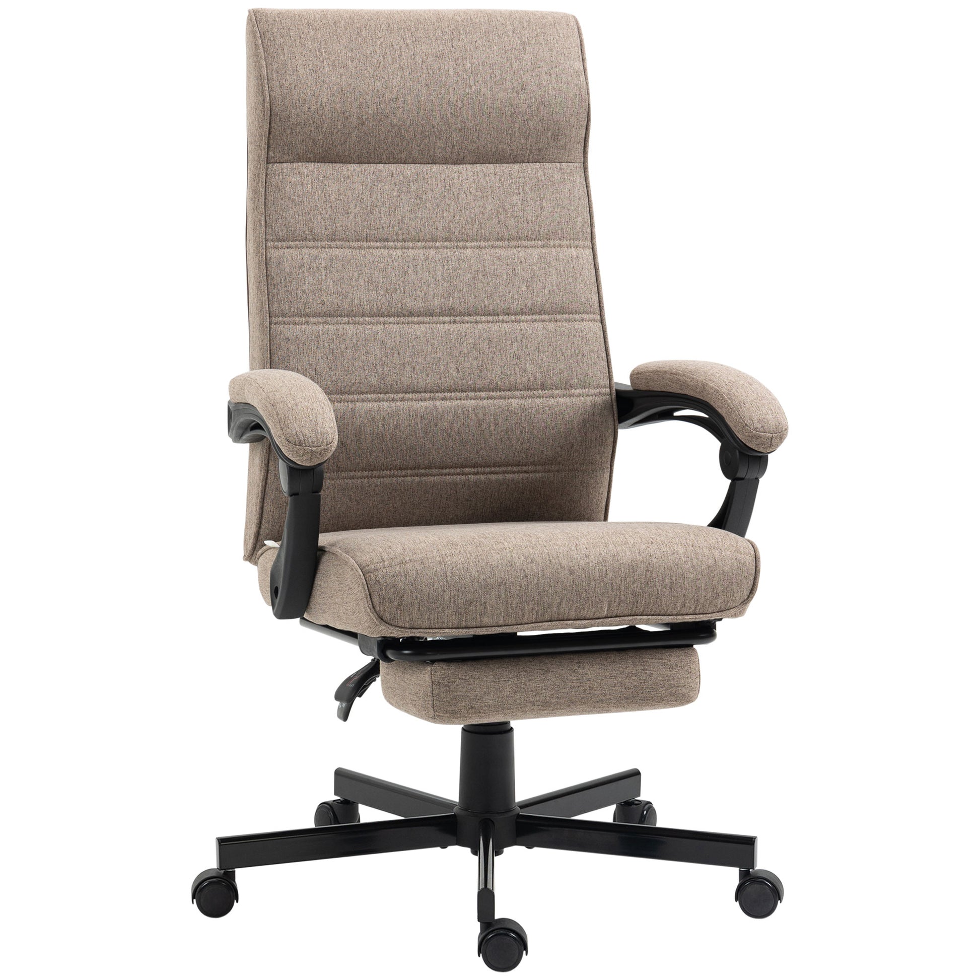 Reclining Office Chair Swivel Desk Chair with Adjustable Height Retractable Footrest and Armrest Office Chair Load 120 kg Brown