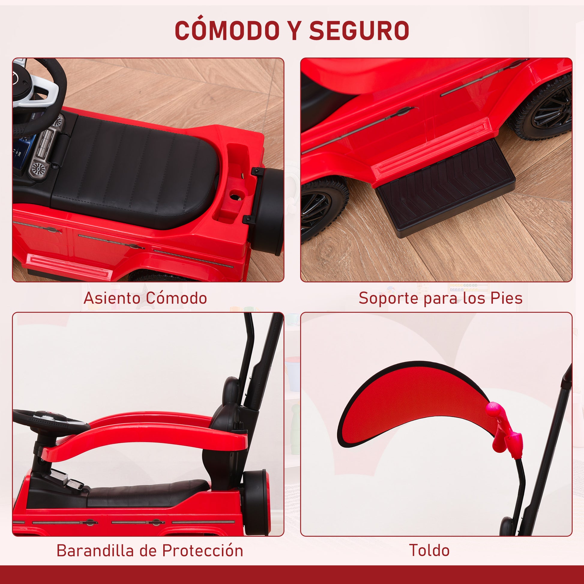 Kids Ride On Toy Car with Mercedes G350 License Ride On Car for 1-3 Years Old with Horn Removable Canopy and Safety Bar Load 25 kg 85.5x40.5x95 cm Red