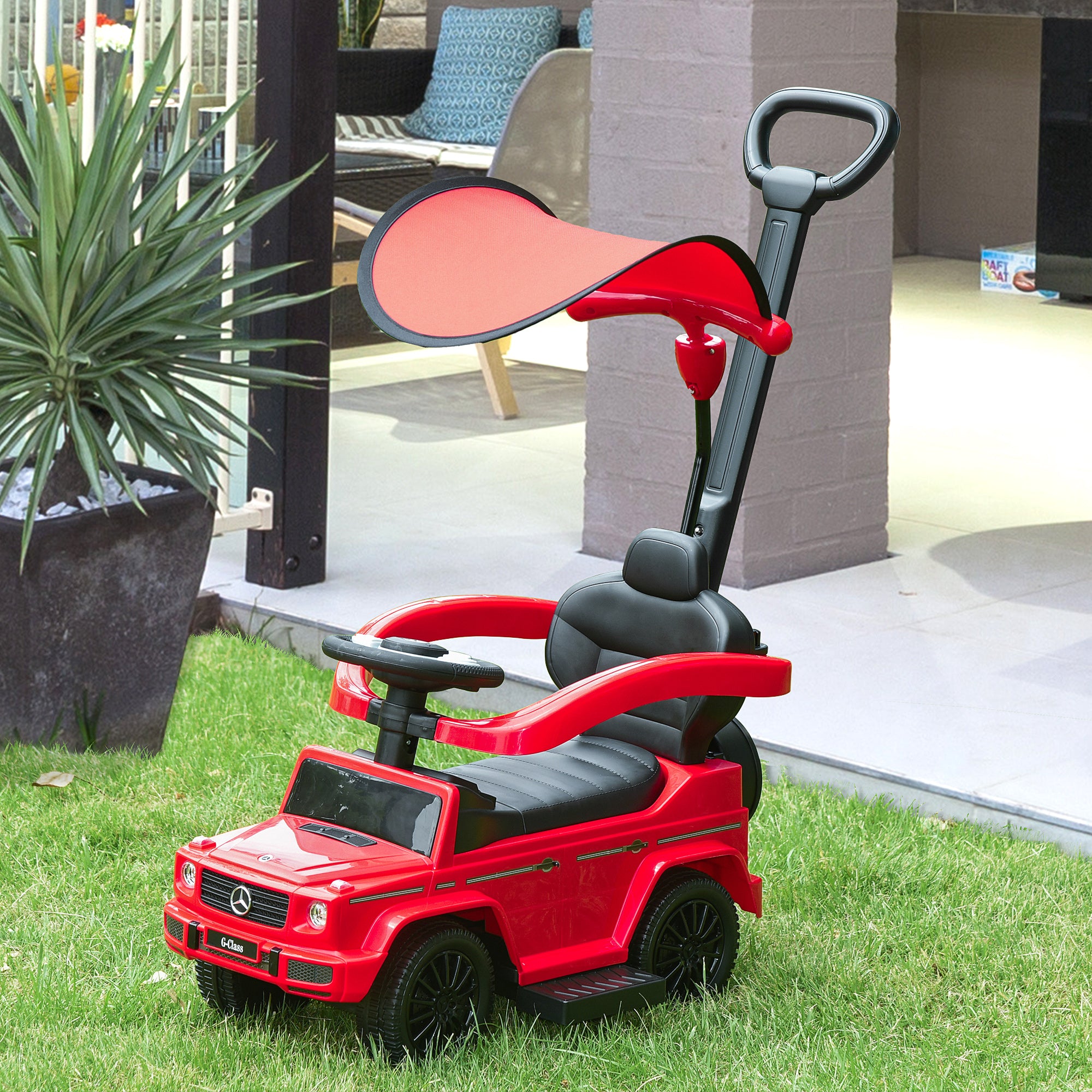 Kids Ride On Toy Car with Mercedes G350 License Ride On Car for 1-3 Years Old with Horn Removable Canopy and Safety Bar Load 25 kg 85.5x40.5x95 cm Red