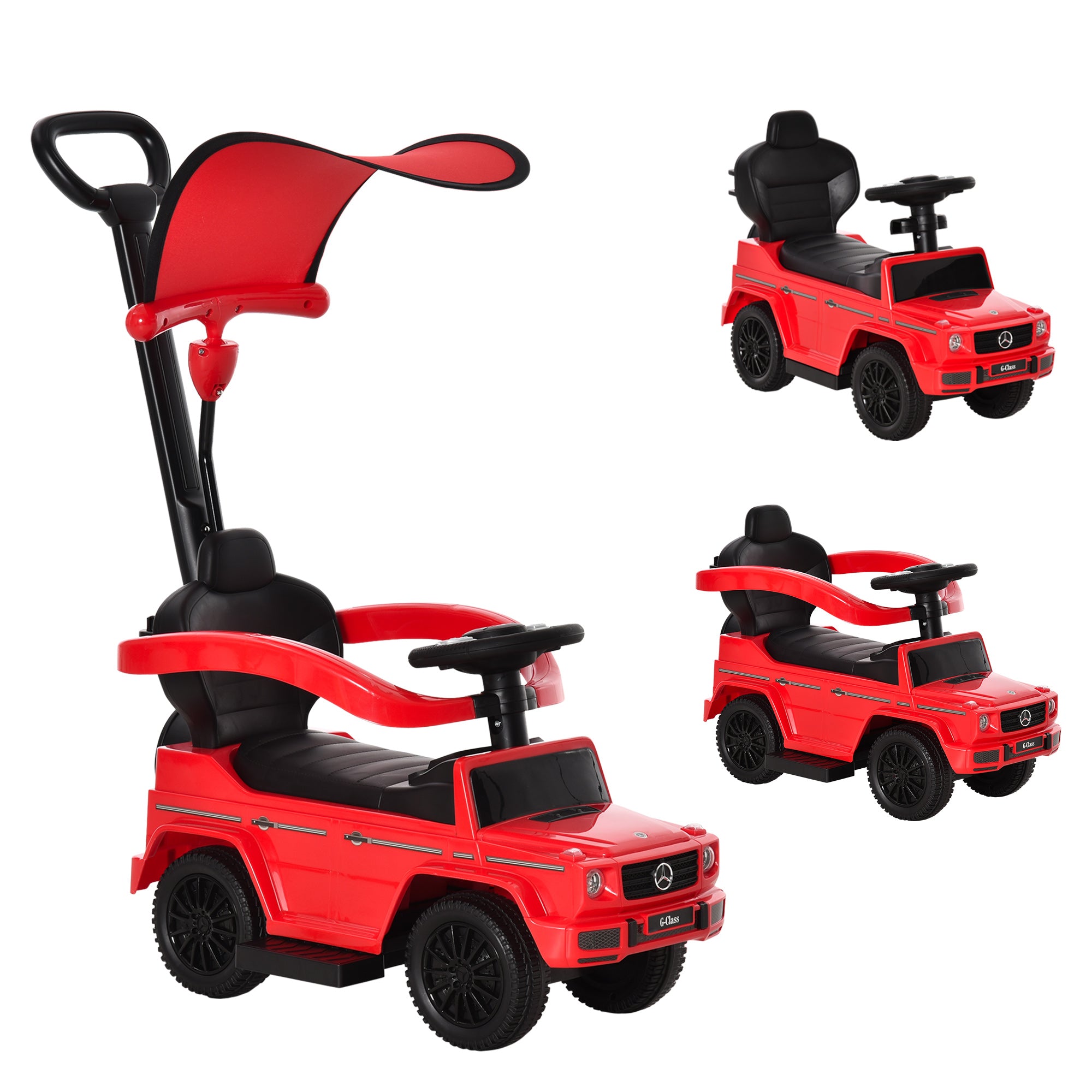 Kids Ride On Toy Car with Mercedes G350 License Ride On Car for 1-3 Years Old with Horn Removable Canopy and Safety Bar Load 25 kg 85.5x40.5x95 cm Red