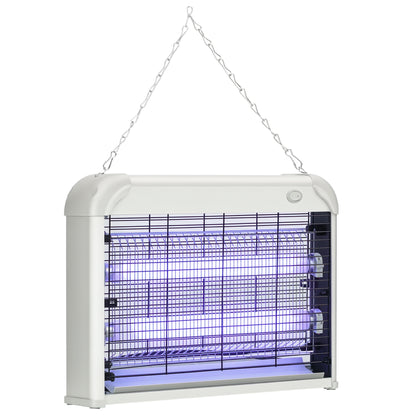 20W LED UV Mosquito and Insect Zapper with Removable Tray, White Mosquito Lamp in ABS and Metal, 39x8x28 cm