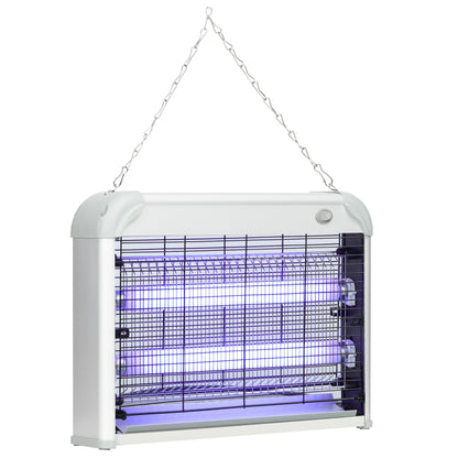 20W LED UV Mosquito and Insect Zapper with Removable Tray, White Mosquito Lamp in ABS and Metal, 39x8x28 cm