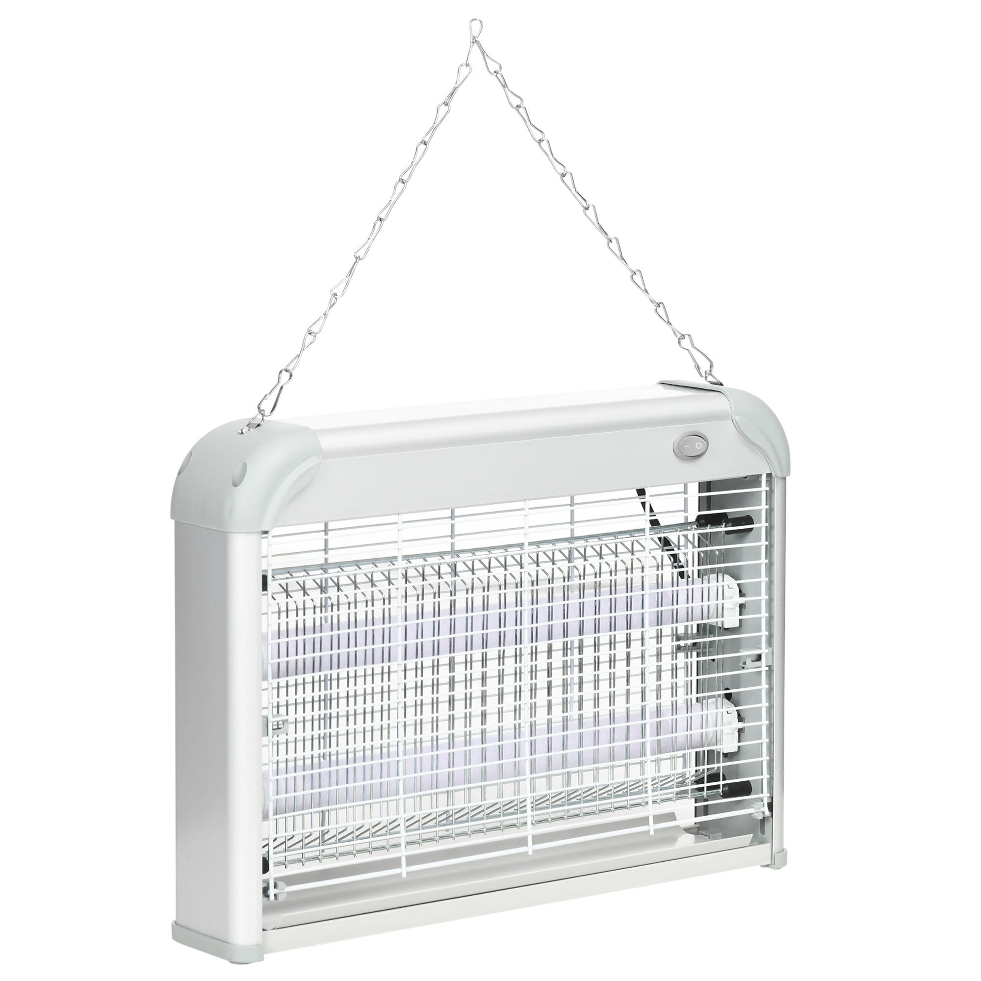 20W LED UV Mosquito and Insect Zapper with Removable Tray, White Mosquito Lamp in ABS and Metal, 39x8x28 cm
