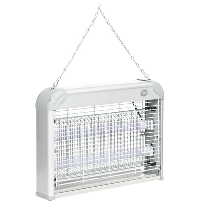 20W LED UV Mosquito and Insect Zapper with Removable Tray, White Mosquito Lamp in ABS and Metal, 39x8x28 cm