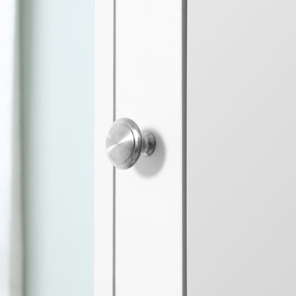 Tall Bathroom Cabinet with Mirror Bathroom Column Cabinet Wood with 2 Open Shelves 2 Doors and Adjustable Shelves 30x28x180 cm White