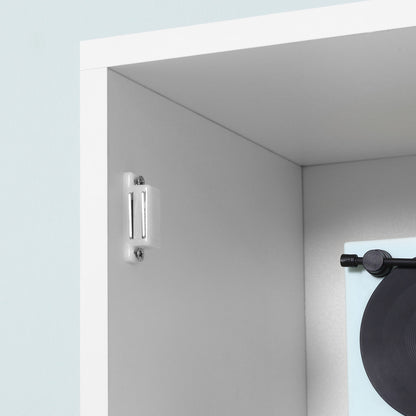 Tall Bathroom Cabinet with Mirror Bathroom Column Cabinet Wood with 2 Open Shelves 2 Doors and Adjustable Shelves 30x28x180 cm White