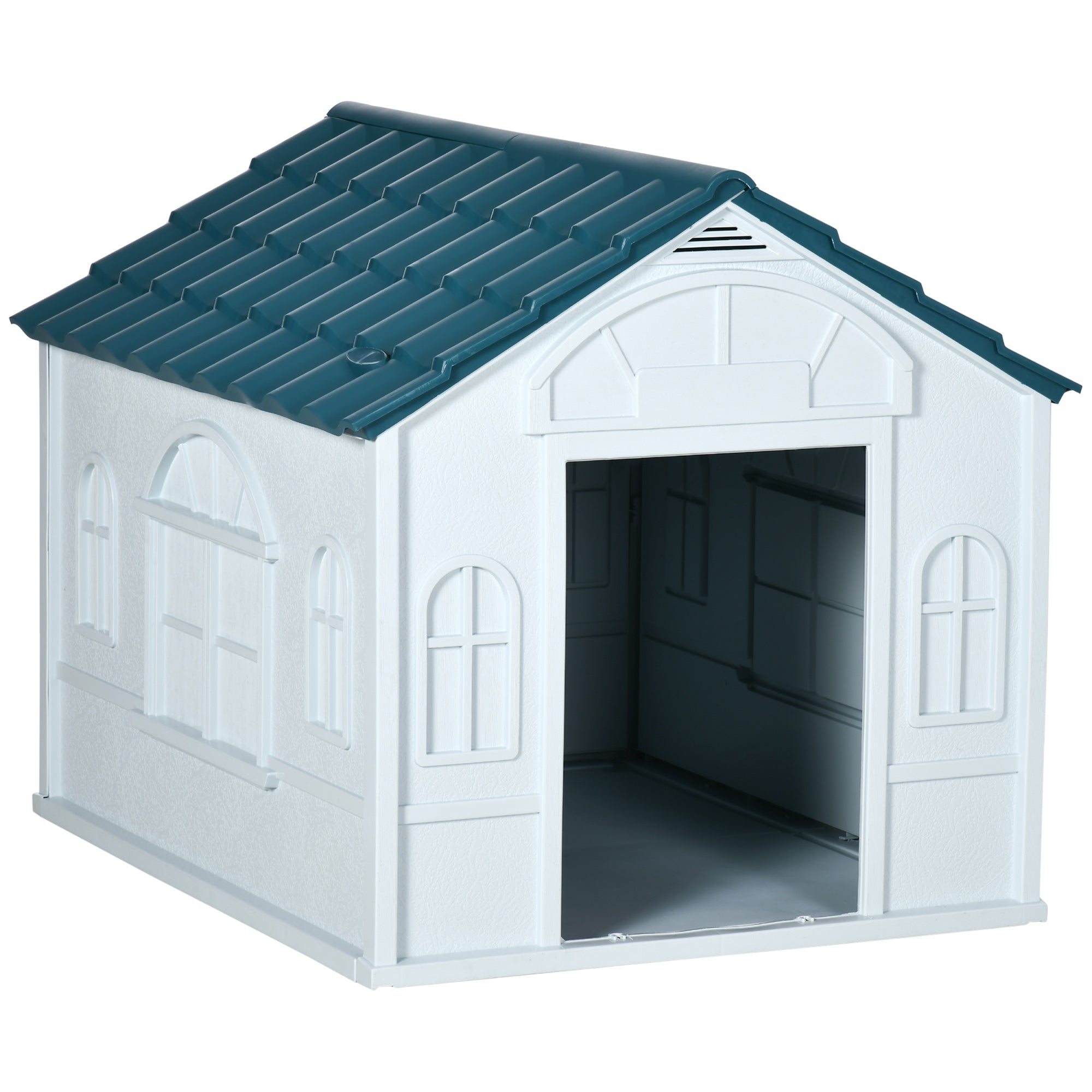Medium and Large Dog Kennel max 30kg in Waterproof PP, Easy to Assemble, 84.2x98.2x82cm, Blue