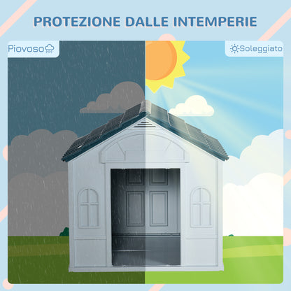 Medium and Large Dog Kennel max 30kg in Waterproof PP, Easy to Assemble, 84.2x98.2x82cm, Blue