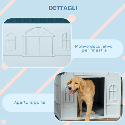 Medium and Large Dog Kennel max 30kg in Waterproof PP, Easy to Assemble, 84.2x98.2x82cm, Blue