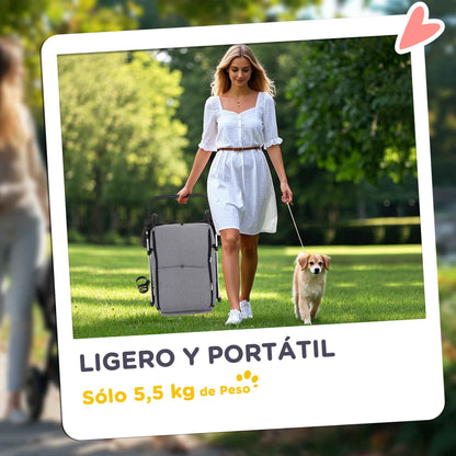 Dog Stroller Foldable Pet Stroller for Small Dogs with Universal Wheels Aluminum Frame Safety Strap Washable Pad and Mesh Windows 80x48.5x106 cm Gray