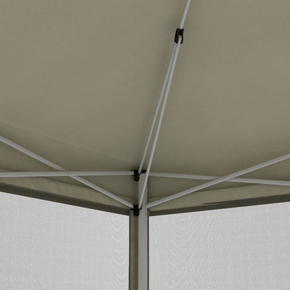 Folding Pavilion Gazebo Pop-up Canopy with Sidewalls incl. Carrying Bag, Steel+Oxford, Beige, 3x3x2.55m
