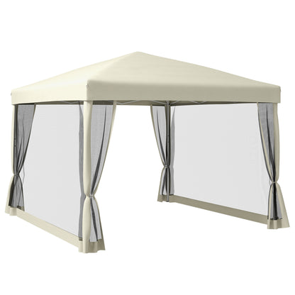 Folding Pavilion Gazebo Pop-up Canopy with Sidewalls incl. Carrying Bag, Steel+Oxford, Beige, 3x3x2.55m