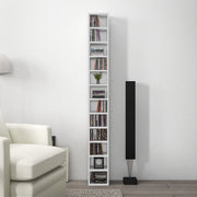 CD and DVD Storage, column shelf unit, storage unit with 12 compartments, max capacity 204 CD, 21 x 20 x 175 cm, white