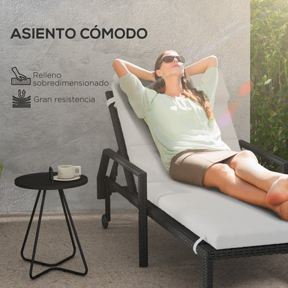 Sun Lounger Cushion 196x63x6 cm Cotton Lounger Mattress with Waterproof Fabric Seat and Back Cushion for Garden Terrace Balcony Light Gray